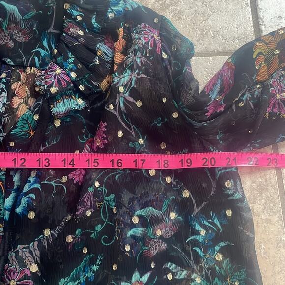 Ulla Johnson Bernadette Floral-Print Blouse Black Iris - Picture 15 of 16